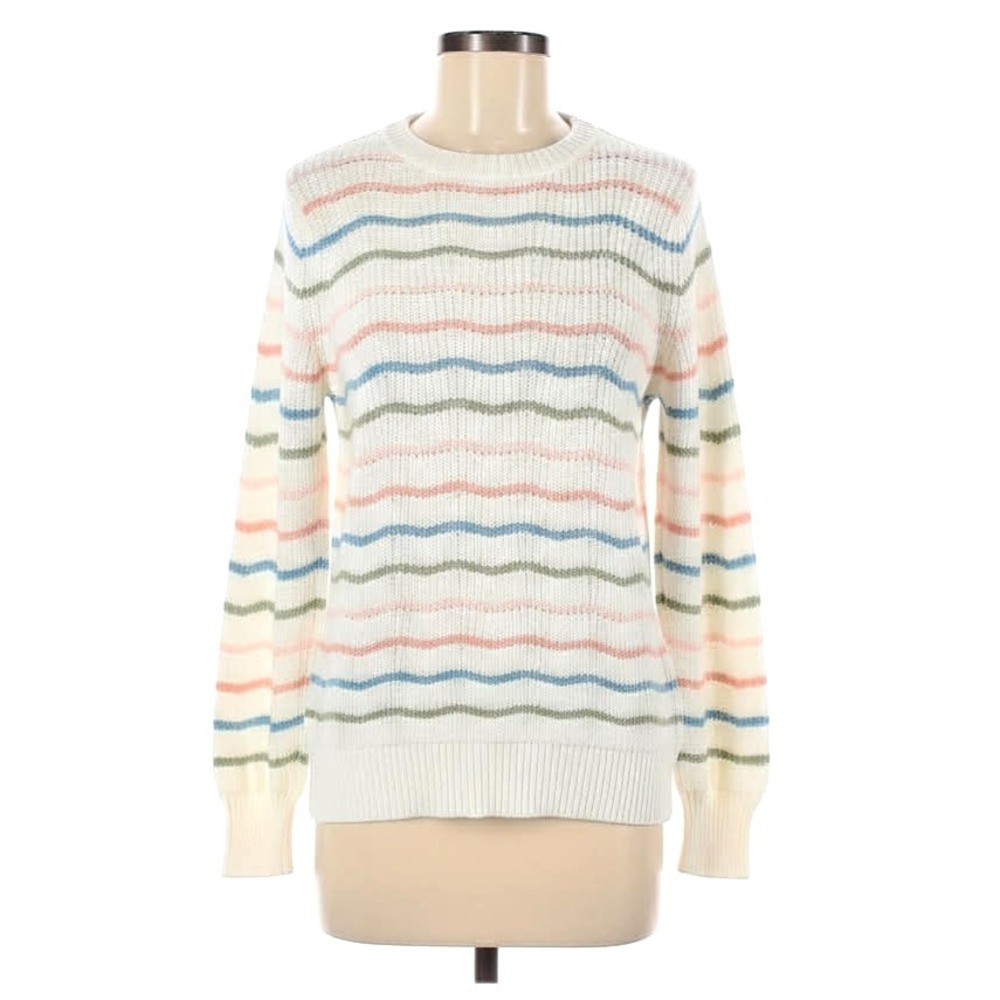 Lovely Melody Women's size small Crochet Chunky Knit stiped cottagecore coastal